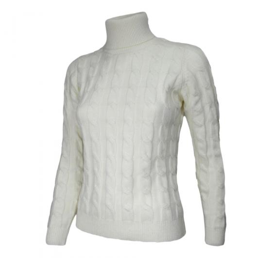 CASHMERE COMPANY Maglia Donna Dolcevita Treccia Bianco ID203114 1234 Cashmere e Lana