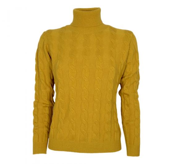CASHMERE COMPANY Dolcevita Treccia Donna ID203114 121 Cashmere e Lana Colore Senape