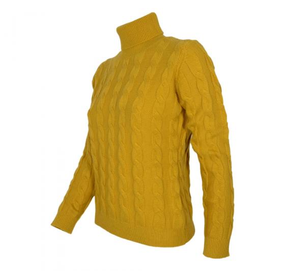 CASHMERE COMPANY Dolcevita Treccia Donna ID203114 121 Cashmere e Lana Colore Senape