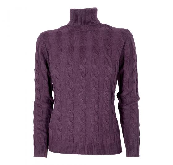 CASHMERE COMPANY Dolcevita Treccia Donna ID203114 1220 Cashmere e Lana Colore Prugna