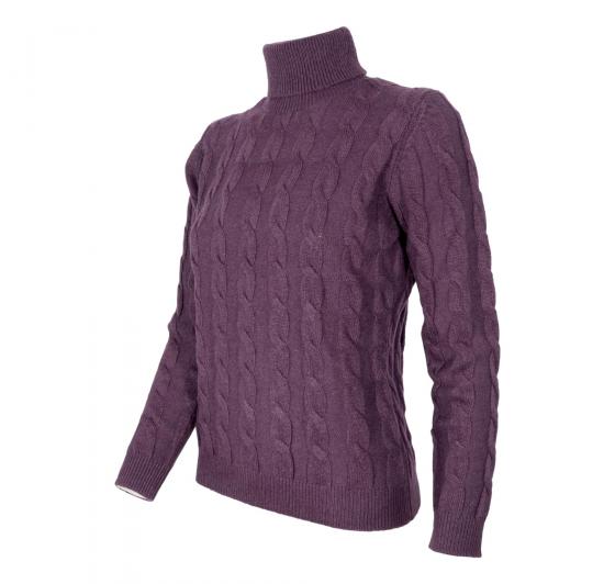CASHMERE COMPANY Dolcevita Treccia Donna ID203114 1220 Cashmere e Lana Colore Prugna