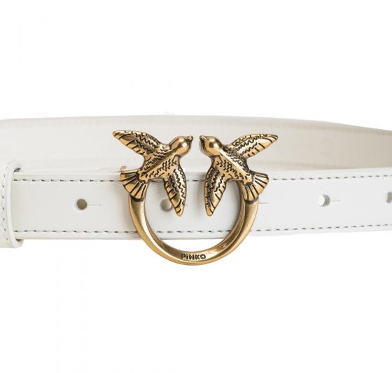 PINKO Cintura Donna Love Berry Simply Belt H2 Fibbia Oro Colore Bianco