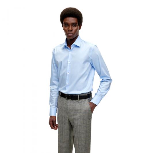 HUGO BOSS Camicia Slim Fit 50479922 Celeste Popelin di Cotone Facile Stiro