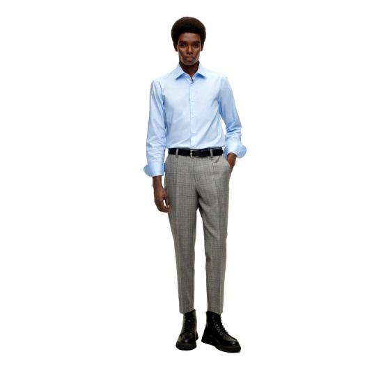 HUGO BOSS Camicia Slim Fit 50479922 Celeste Popelin di Cotone Facile Stiro