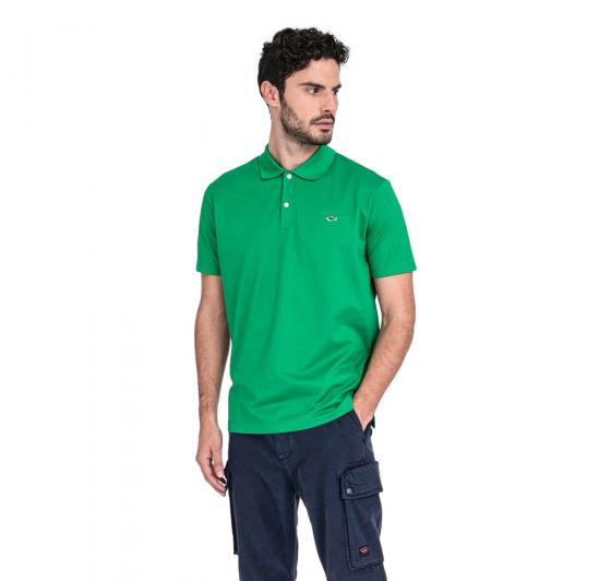 PAUL SHARK Polo Uomo in Cotone Organico Pique Con Shark Badge C0P1013 061 Colore Verde
