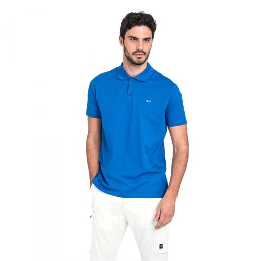 PAUL SHARK Polo in cotone organico pique e Shark badge C0P1013 049 Blu Imperiale