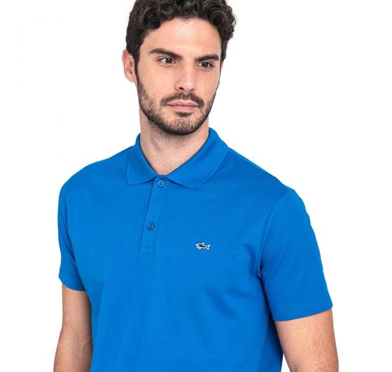 PAUL SHARK Polo in cotone organico pique e Shark badge C0P1013 049 Blu Imperiale
