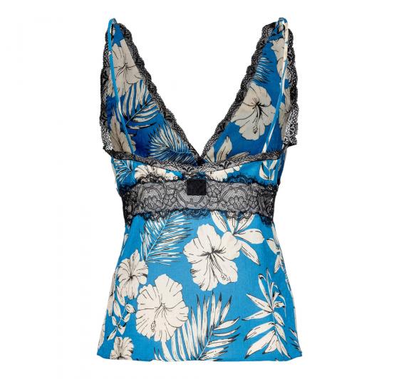 PINKO Trovato Top Donna Jaquard Stampa Fiore Grafico Colore Turchese/Burro/Nero