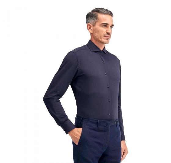 XACUS Camicia Uomo Active Shirt Tailor Fit 11460055 003 Blu Tessuto Elasticizzato
