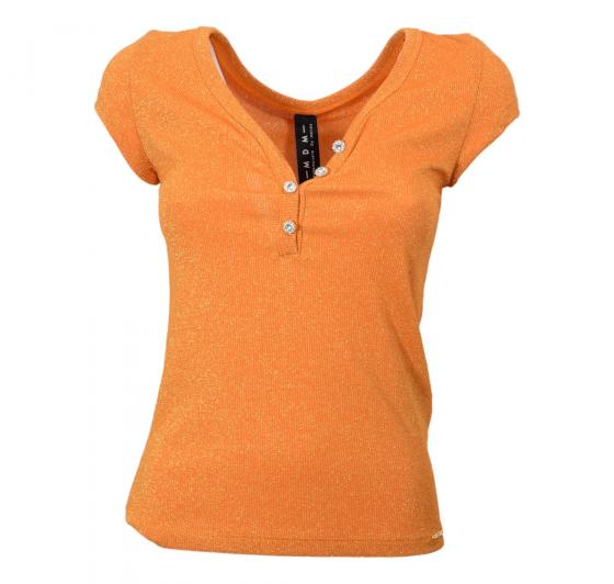MDM Mademoiselle Du Monde T-shirt Donna Lurex Modello PAPAYA 4955 Colore Arancio