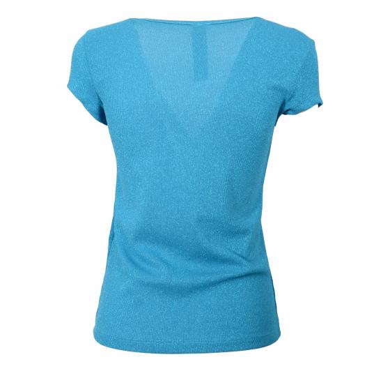 MDM Mademoiselle du Monde T-Shirt Donna Lurex Modello PAPAYA 4955 Colore Azzurro