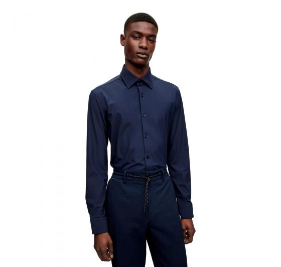 BOSS Camicia Uomo Slim Fit Elasticizzata Modello P-HANK-KENT-C1-222 50490361 BLU
