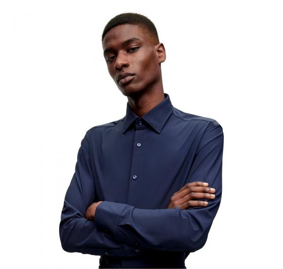 BOSS Camicia Uomo Slim Fit Elasticizzata Modello P-HANK-KENT-C1-222 50490361 BLU