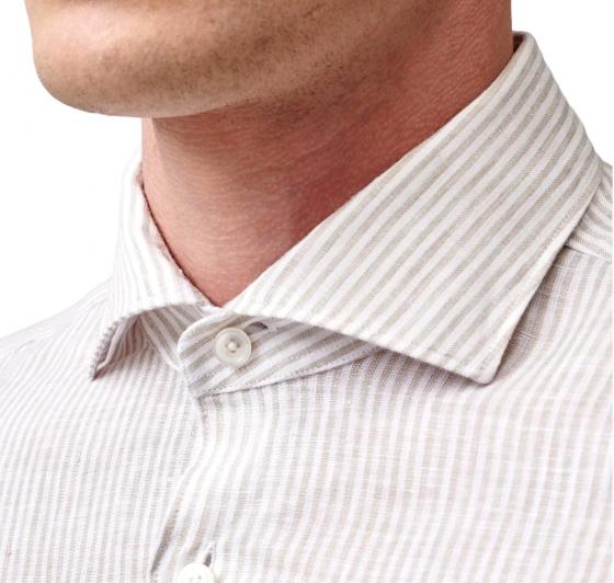 XACUS Camicia Uomo Puro Lino 41212005 Rigata Colore Sabbia