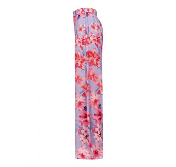 PINKO Pantalone Donna Puntuale Stampa Fiori Tropicale Colore Rosa e Lilla
