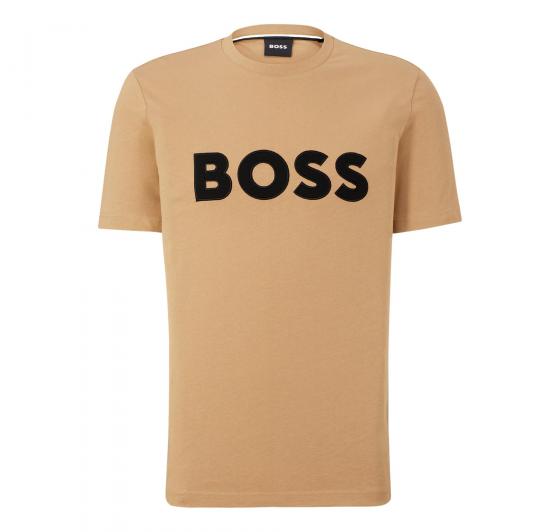 BOSS T-Shirt In Jersey Di Cotone Con Logo Applicato 50486200 Tiburt Beige