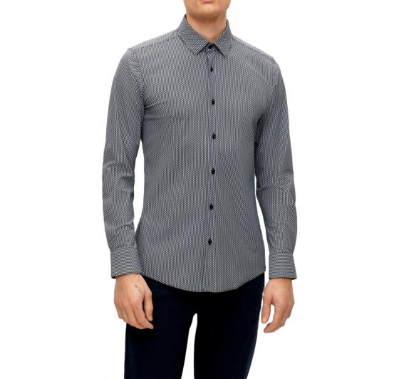 BOSS Camicia Uomo Slim Fit In Jersey Elasticizzato Con Stampa 50490357 Blu