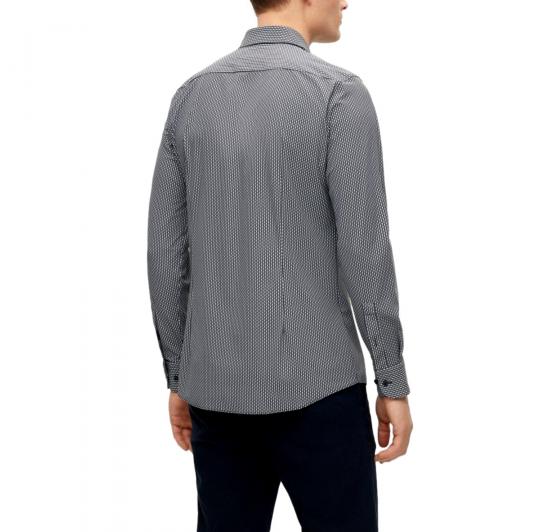 BOSS Camicia Uomo Slim Fit In Jersey Elasticizzato Con Stampa 50490357 Blu