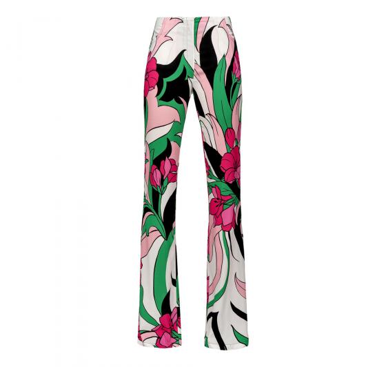 PINKO Pantalone Donna Palmato Tela Fluida Stampa Pomelia Col Multi Fucsia/Nero