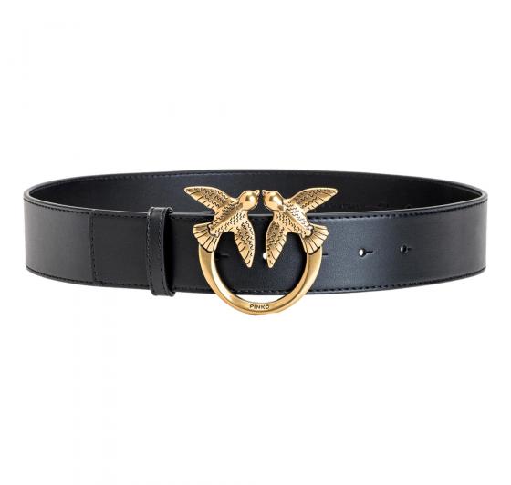 PINKO Cintura Donna Love Berry Simply Belt H4 100120 Fibbia Oro Colore Nero