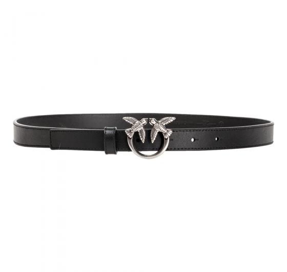 PINKO Cintura Donna Love Berry Simply Belt H2 Fibbia Argento 100143 Colore Nero