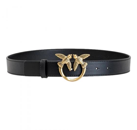 PINKO Cintura Donna Love Berry Simply Belt H3 100125 Z99Q Fibbia Oro Colore Nero