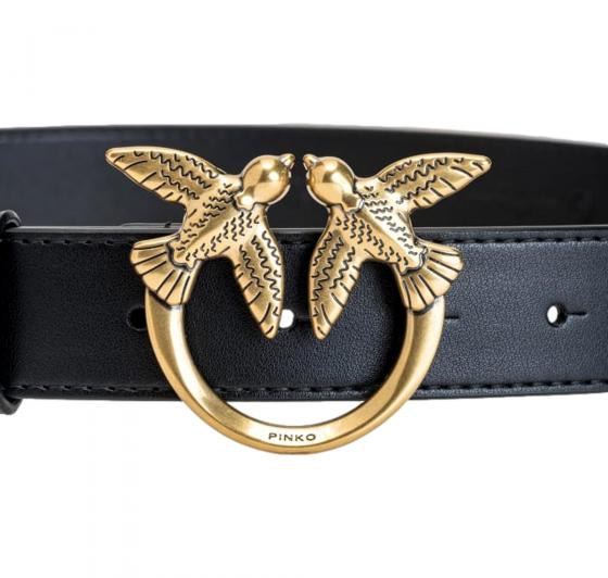 PINKO Cintura Donna Love Berry Simply Belt H3 100125 Z99Q Fibbia Oro Colore Nero