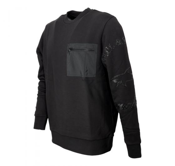 PAUL SHARK Felpa Uomo Girocollo con Taschino 12311821 Col Nero