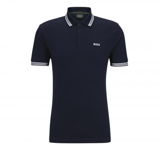 BOSS Polo Uomo Dettagli e Logo Contrasto Modello 50469055 Paddy Colore Blu Scuro