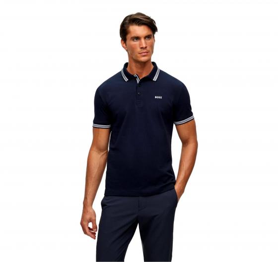 BOSS Polo Uomo Dettagli e Logo Contrasto Modello 50469055 Paddy Colore Blu Scuro