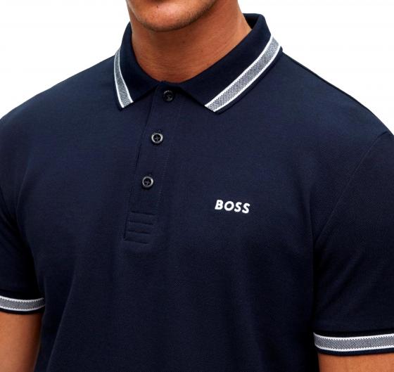 BOSS Polo Uomo Dettagli e Logo Contrasto Modello 50469055 Paddy Colore Blu Scuro