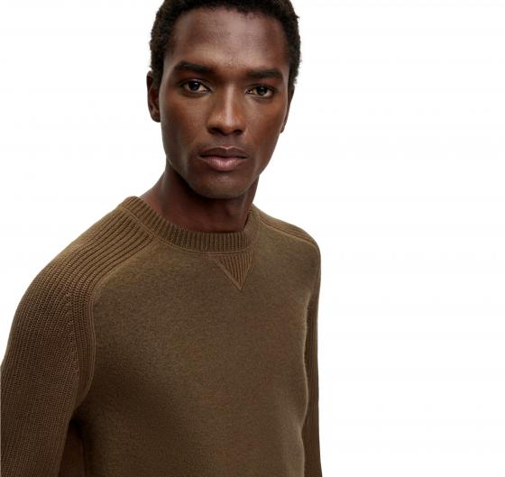 BOSS Maglione Uomo Regular Fit Cotone e Lana Matero 50500672 Colore Mud