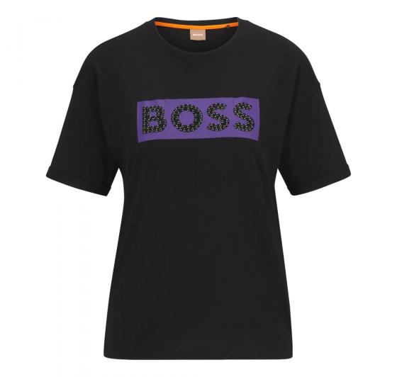 BOSS T-Shirt Donna In Cotone Con Logo Decorato C Evarsy Beaded 50502174 Col Nero