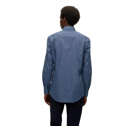 BOSS Camicia Uomo Elasticizzata Busines Stampa Monogramma all-over H-Hank Kent 50478620 Celeste