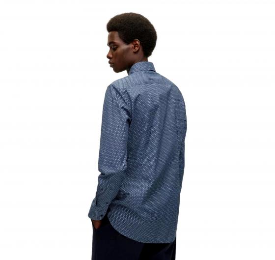 BOSS Camicia Uomo Elasticizzata Busines Stampa Monogramma all-over H-Hank Kent 50478620 Celeste