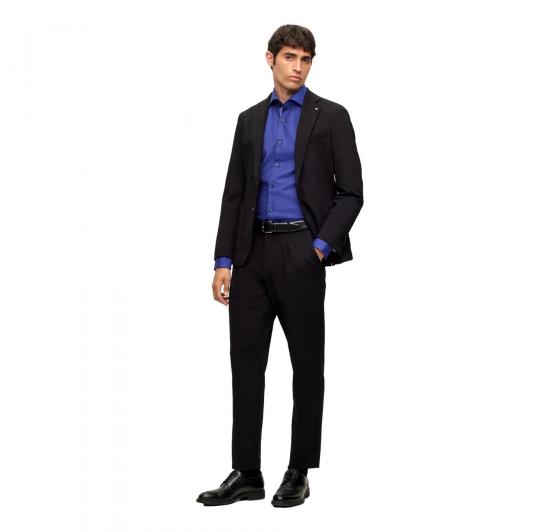 BOSS Camicia Uomo Slim Fit In Twill Di Cotone H-Hank-Spread-C6-233 50502652 Colore Blu