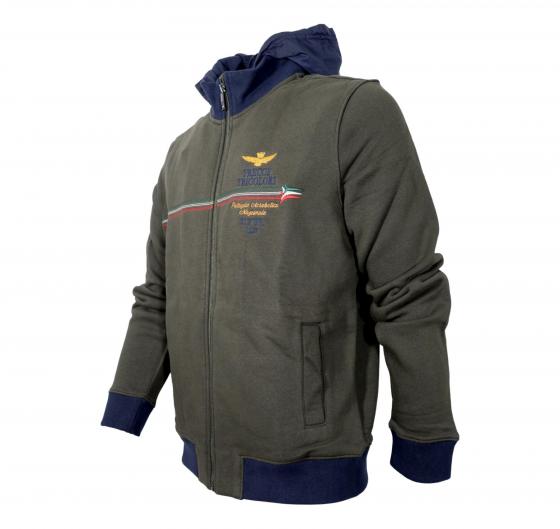 AERONAUTICA MILITARE Felpa Uomo Frecce Tricolori con Cappuccio Removibile FE1823 Colore Verde Militare