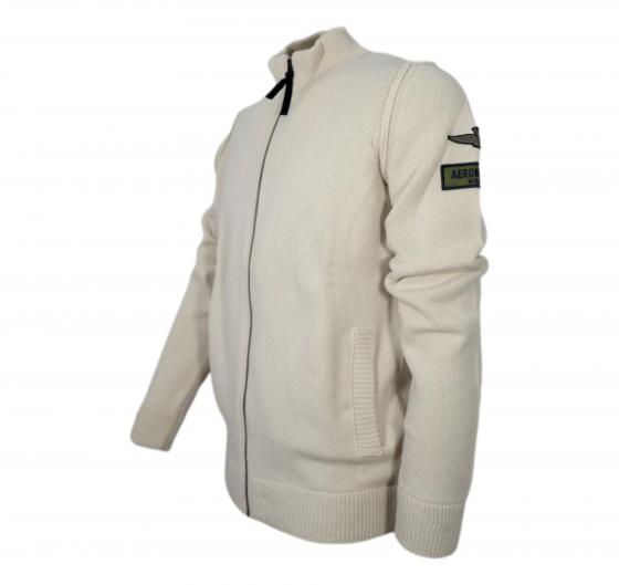 AERONAUTICA MILITARE Maglia Full Zip Uomo Con Patch Dedicate Al Mondo Dell'aeronautica MA1459 Colore Beige