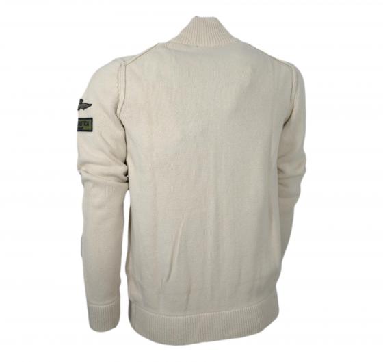 AERONAUTICA MILITARE Maglia Full Zip Uomo Con Patch Dedicate Al Mondo Dell'aeronautica MA1459 Colore Beige