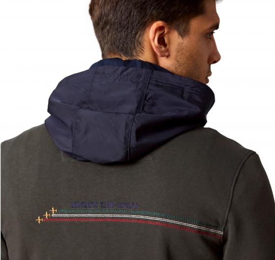 AERONAUTICA MILITARE Felpa Uomo Frecce Tricolori con Cappuccio Removibile FE1823 Colore Verde Militare