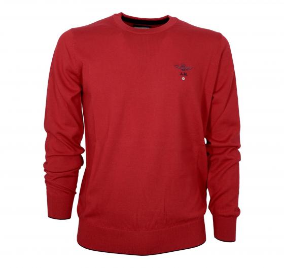 AERONAUTICA MILITARE Maglia Girocollo Uomo Casual In Pura Lana MA1388 Colore Rosso