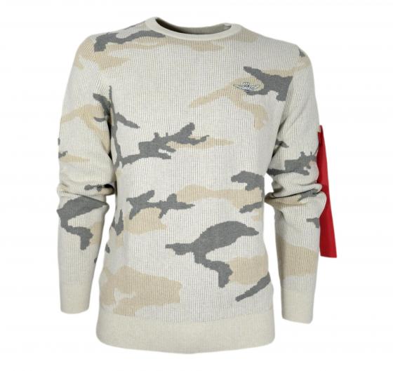 AERONAUTICA MILITARE Maglia Uomo Girocollo Con Fantasia Camoufalge 232MA1475L513 Colore Grigio Chiaro