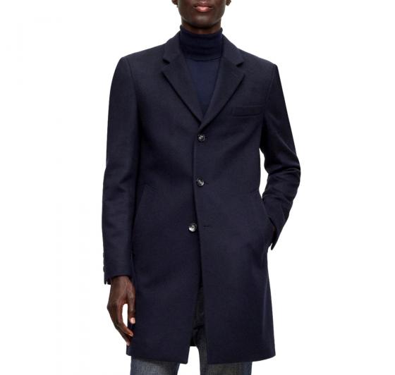 BOSS Cappotto Uomo Slim Fit in Lana Vergine e Cashmere H-Hyde-234 50502327 Blu