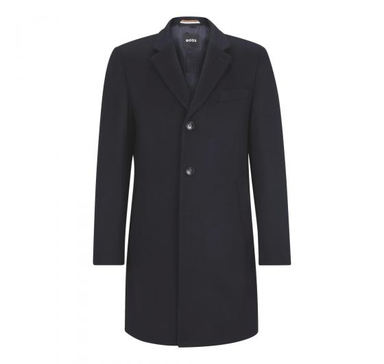 BOSS Cappotto Uomo Slim Fit in Lana Vergine e Cashmere H-Hyde-234 50502327 Blu
