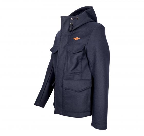 AERONAUTICA MILITARE Giaccone Uomo Field jacket In Tessuto Con Cappuccio AB2115 Colore Blu