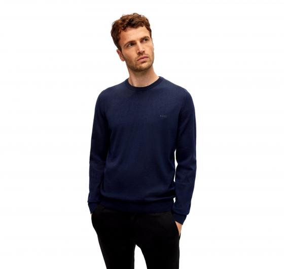 HUGO BOSS Maglia Uomo Girocollo In Pura Lana BOTTO-L 50476364 Colore Blu