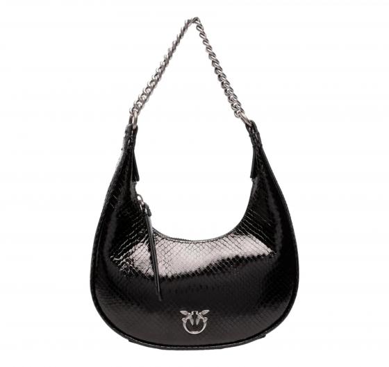 PINKO Borsa Donna Brioche Hobo Mini Pelle Laminata Colore Nero