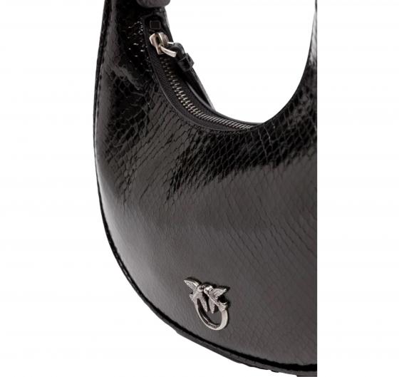 PINKO Borsa Donna Brioche Hobo Mini Pelle Laminata Colore Nero