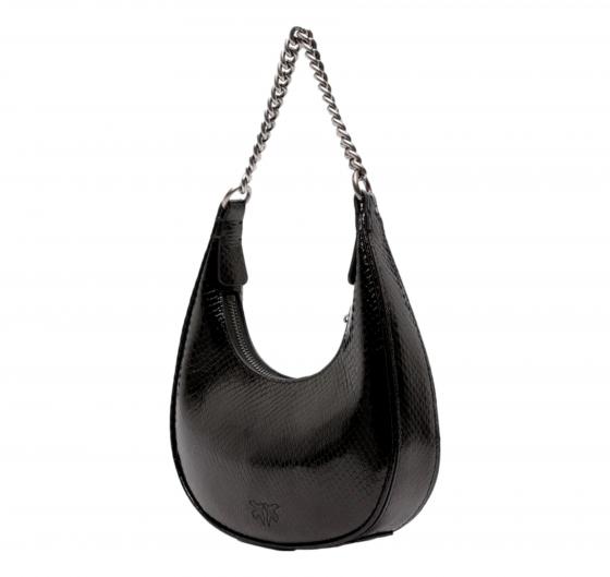 PINKO Borsa Donna Brioche Hobo Mini Pelle Laminata Colore Nero