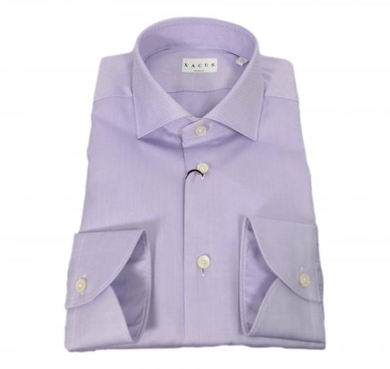 XACUS Camicia Uomo Tailor Fit Tinta Unita Tessuto Armaturato 51182002 Colore Lilla